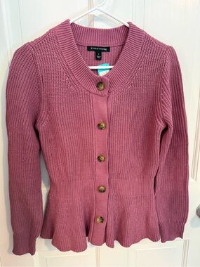 41 Hawthorn Dusty Rose Peplum Button Cardigan